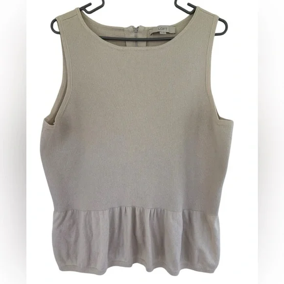 LOFT Tops Loft Womens Cream Sweater Tank Peplum Style Wool